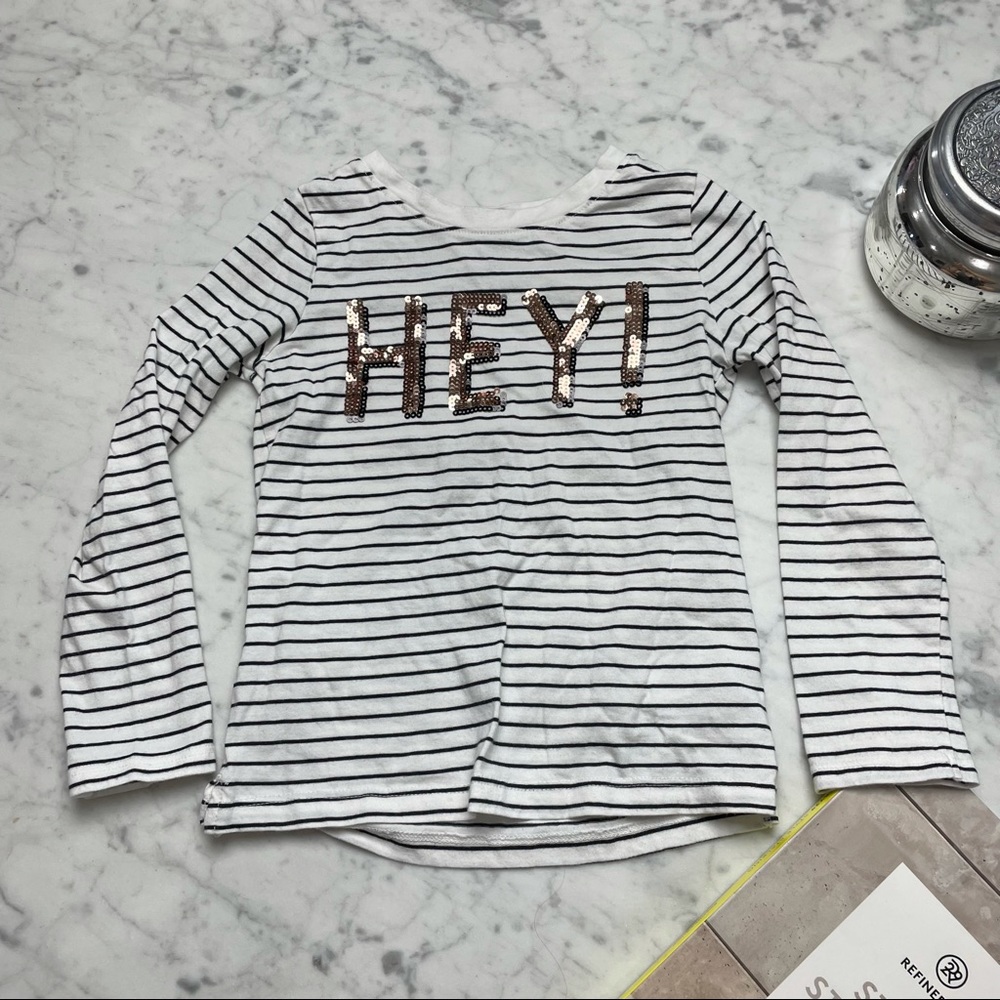 Osh Kosh B'gosh Long Sleeve Striped Sequin Top